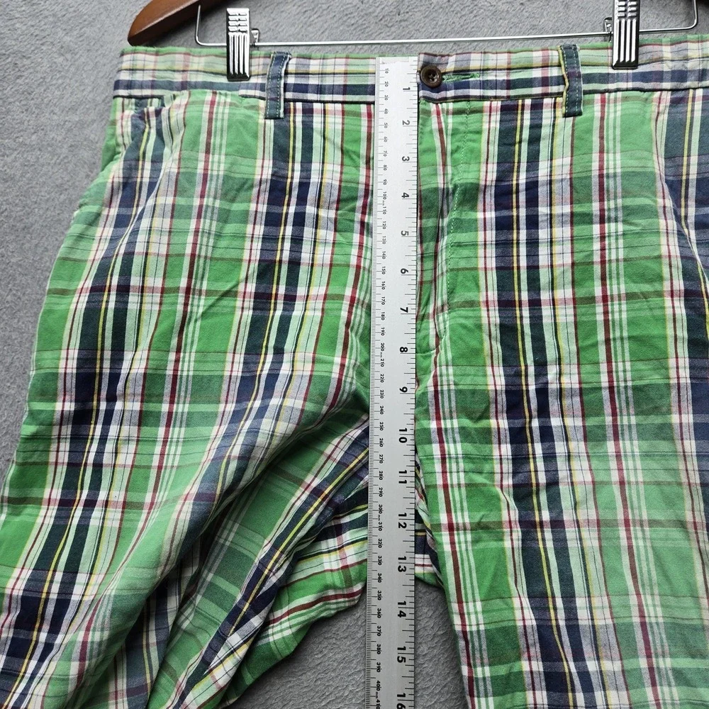 Polo By Ralph Lauren Men Shorts 36 Green Plaid Chino Button 12